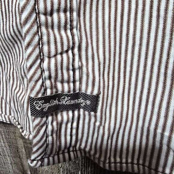 5/$25 English Laundry Vintage Y2K Brown and White Pinstripe Embroidered - Picture 5 of 10